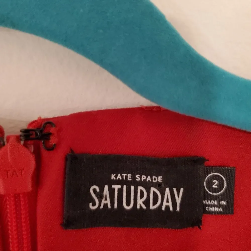 Kate Spade Saturday Red Sleeveless Pleated Fit & Flare Dress 2
